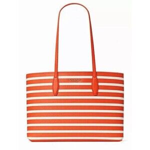 New Kate Spade All Day Sailing Stripe Large Tote Tamarillo Multi